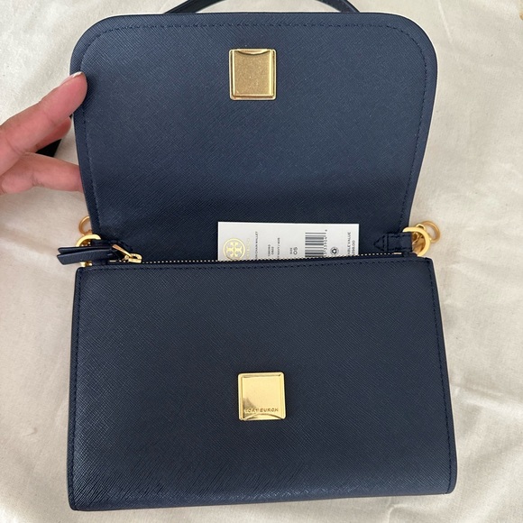 Tory Burch Emerson Chain Wallet Shoulder Leather Crossbody Bag navy - Picture 5 of 8